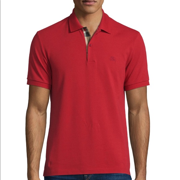 Burberry Other - Men's Burberry Short-Sleeve Oxford Polo Shirt, Red